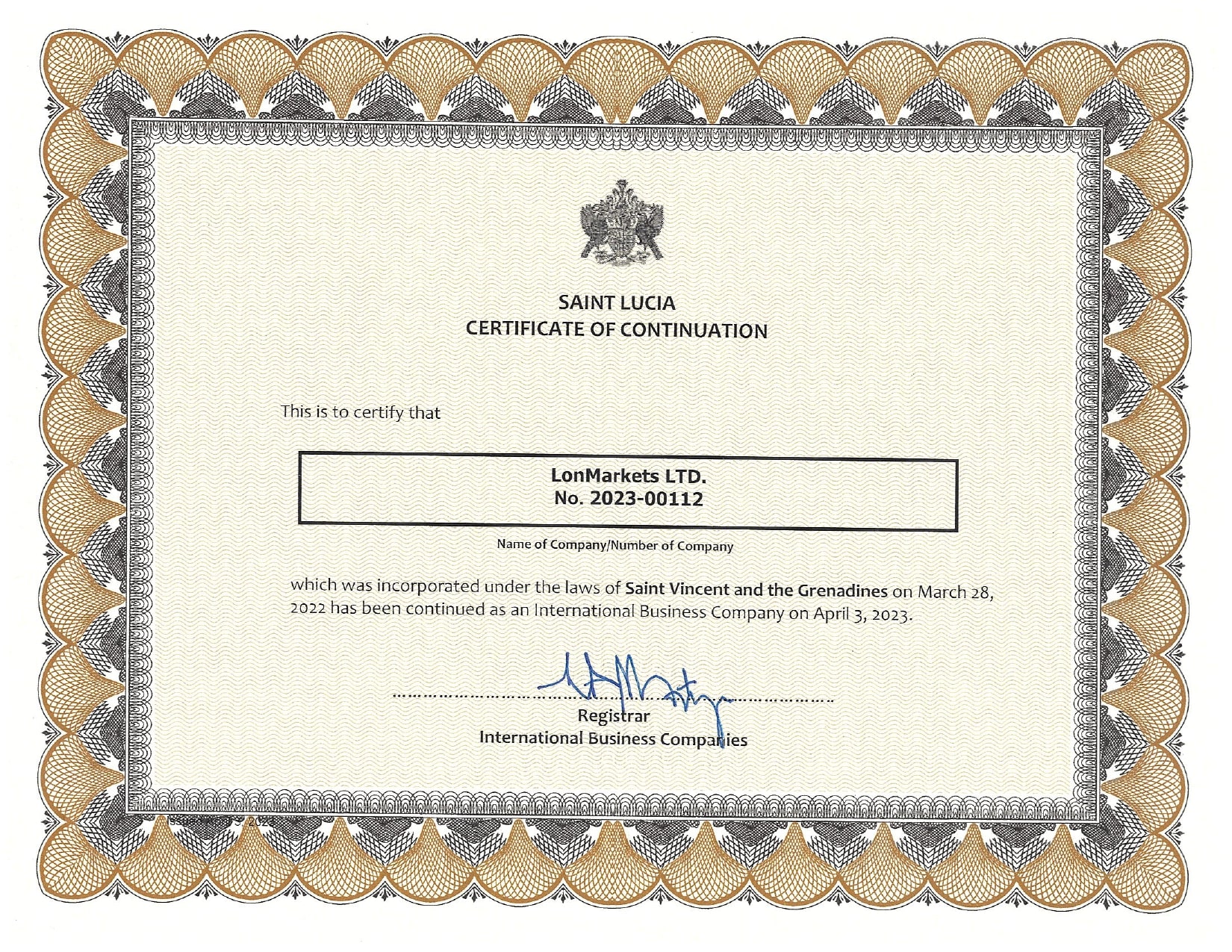 Certificate of Formation